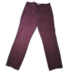 LOFT brushed sateen Pants Burgundy Size 29x8 Straight Leg Raw Hem‎